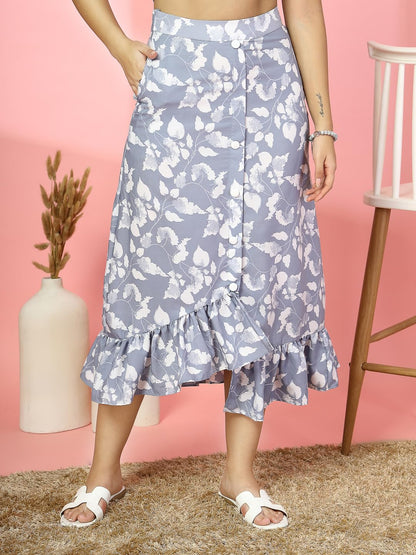 OOMPH! Long Skirts for Women Grey - msk196