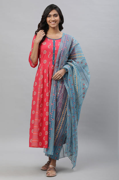 Aurelia Women's Cotton Kurta-Tight-Dupatta