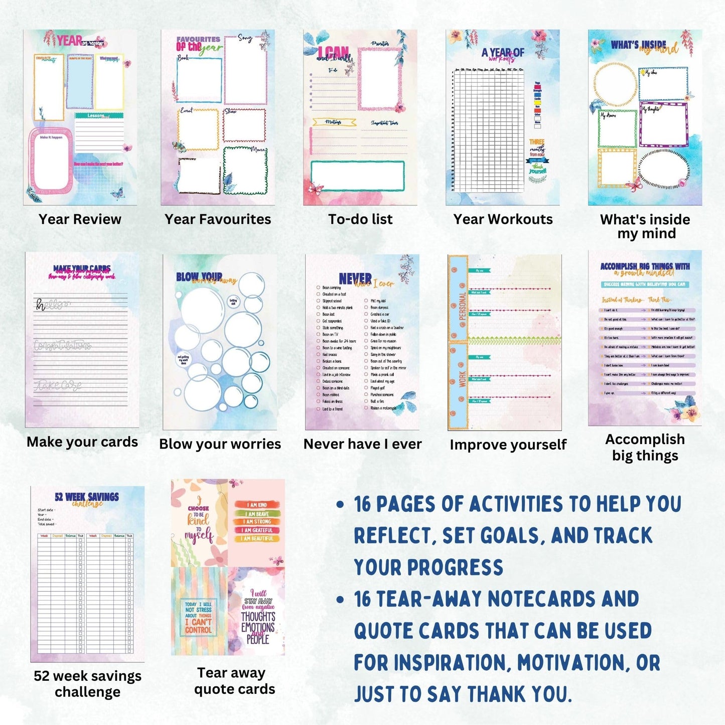 Doodle | The Happiness 2024 Wiro Bound Planner with 100+ Stickers | A5 | Hard Bound | Undated | Yearly, Monthly, Daily Planner D