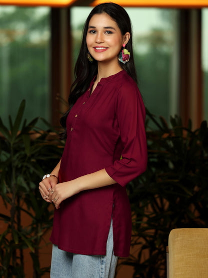 Libas Womens Viscose Rayon Straight Kurtis (29289I_Maroon