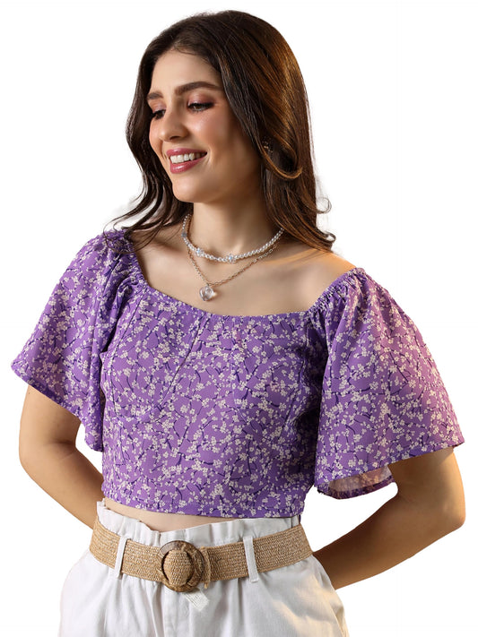 Ketch WomenS Regular Fit Tops (Khtp000411_Purple White Multi