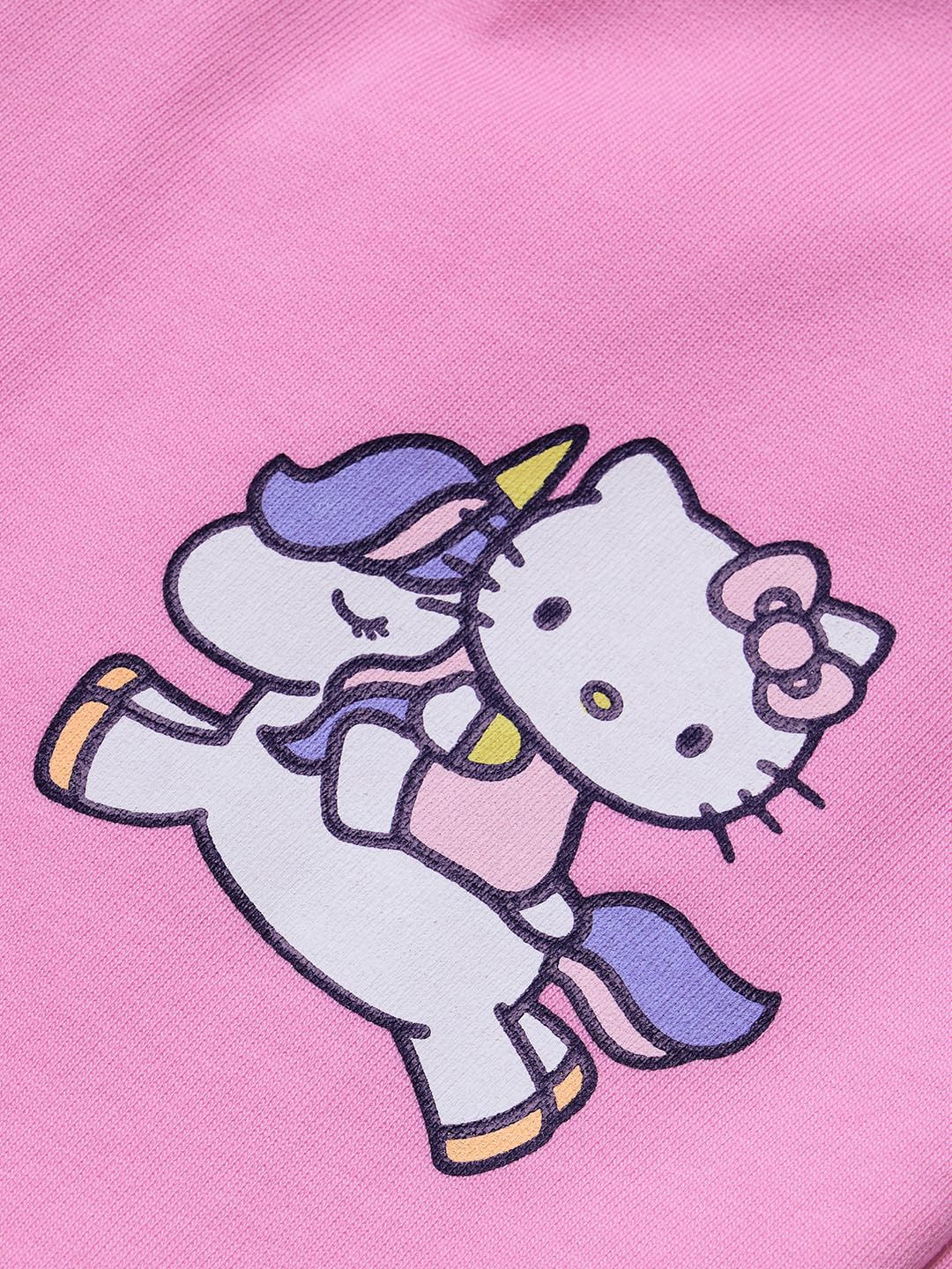 The Souled Store Hello Kitty: Unicorn Girls Drawstring Pink Printed Cotton Joggers (2-8 Yrs)