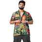 Brown Culture MenS Cotton Blend Abstract Print Shirt With Spread Collared Half Sleeves Standard Length And Button Down Closure