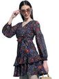 Ketch Women'S Polyester Wrap Mini Dress (Khj6000300_Multi Color