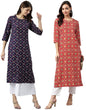 ANNI DESIGNER Women's Crepe Straight Printed Kurta Pack of 2 (PAGA Combo_023)
