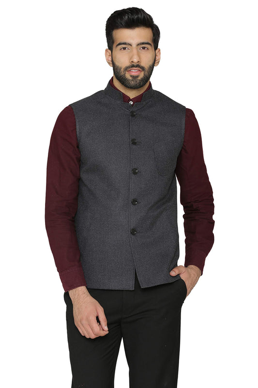 Wintage MenS Tweed Wool Nehru Jacket : Grey