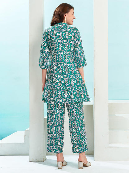 Selvia Co-ords Set for Women | Cotton Blend Top & Trouser Co-ords Set | Formal Co-ords Set for Women | Printed Two Piece Co-ord