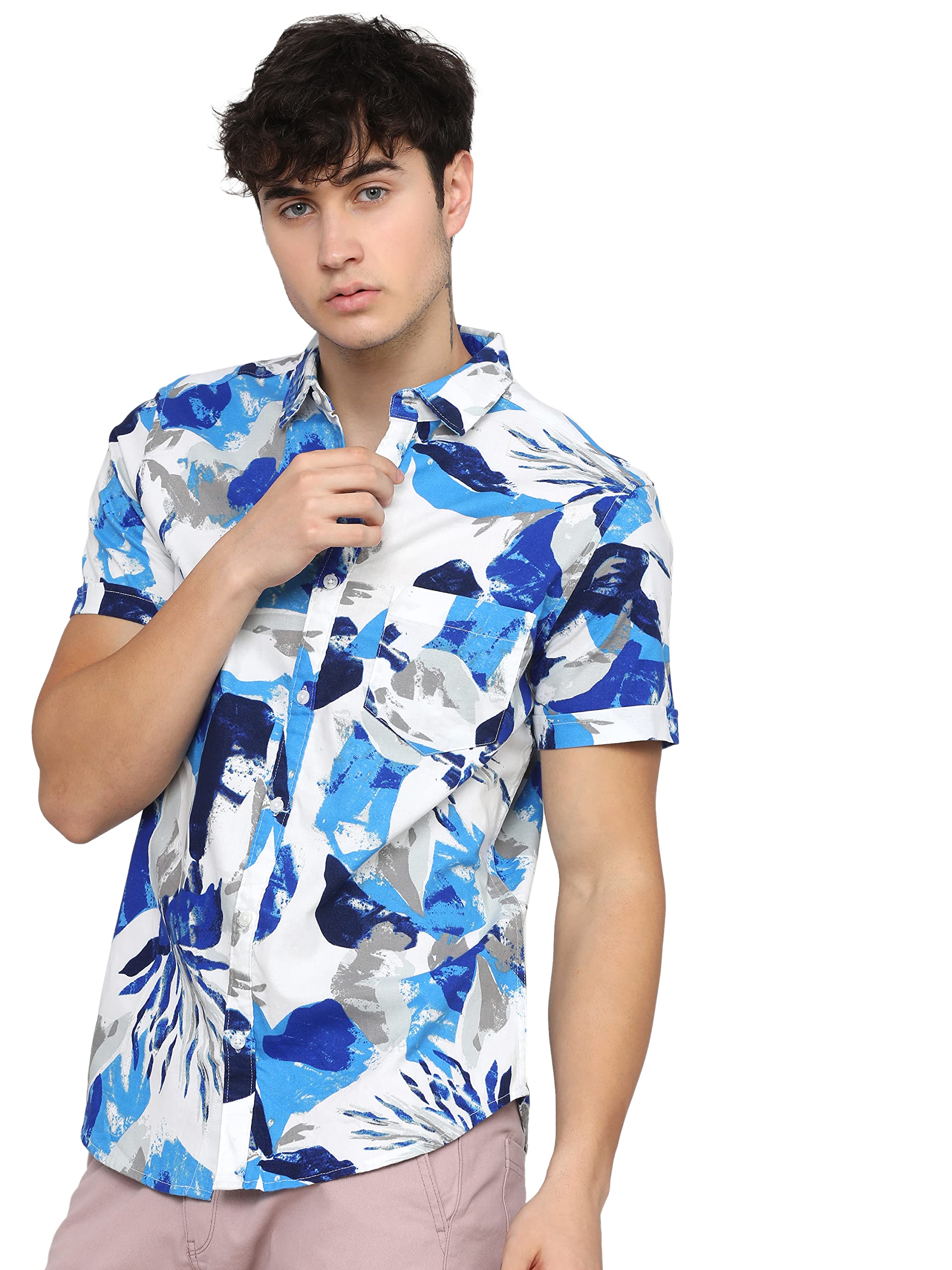 Ketch Men'S Slim Fit Shirt (Khsh000405_White/Multi