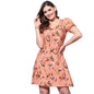 Oomph! Dress For Women Stylish| Summer Vacation Style |Floral Print Puff Sleeve Dress | Lightweight Flared Maxi For Casual & Hol