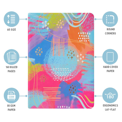 Doodle Hard Bound Soft Foam Padded Paper Notebook|Compact Size A5 (8.25 X 5.7)|160 Pages, 80 Gsm|Flat Opening|Soft Foam Padding|