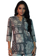 Libas WomenS Linen Floral Straight Kurti (58163_Grey