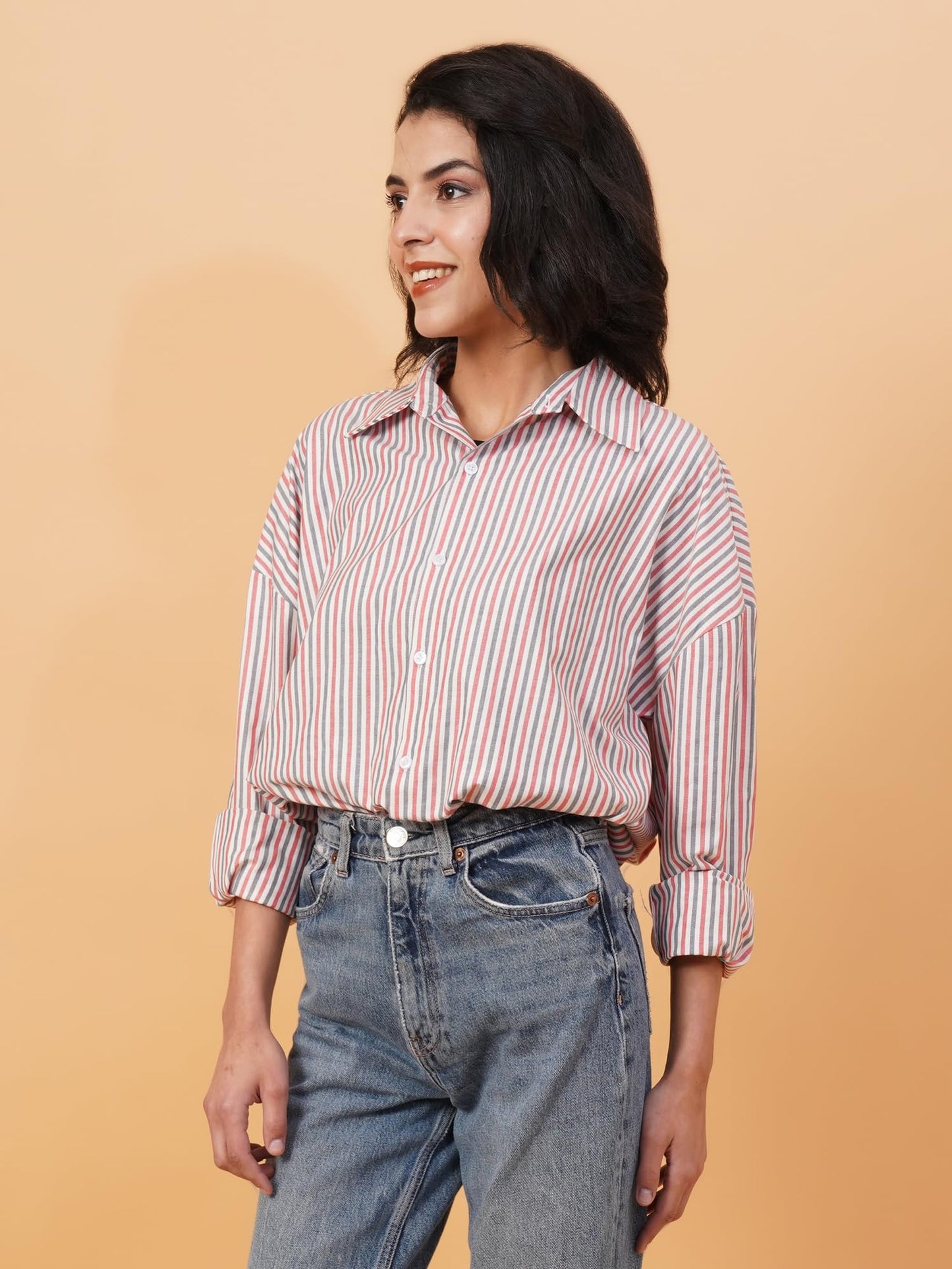 Kotty WomenS Relaxed Fit Spread Collar Casual Shirt