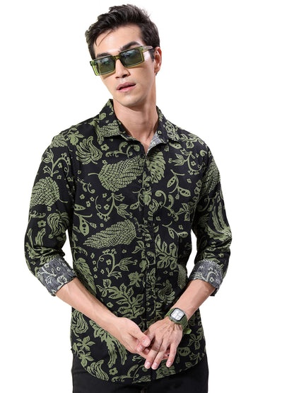 Ketch MenS Slim Fit Shirt (Khsh001362_Olive