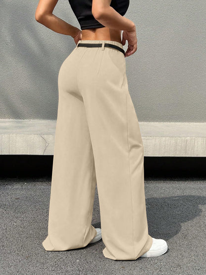 Shasmi Womens Skin Pleated High Waist Wide Leg Pants  Elegant Loose Fit Black Trousers with Pockets, Casual & Office Wear Straig