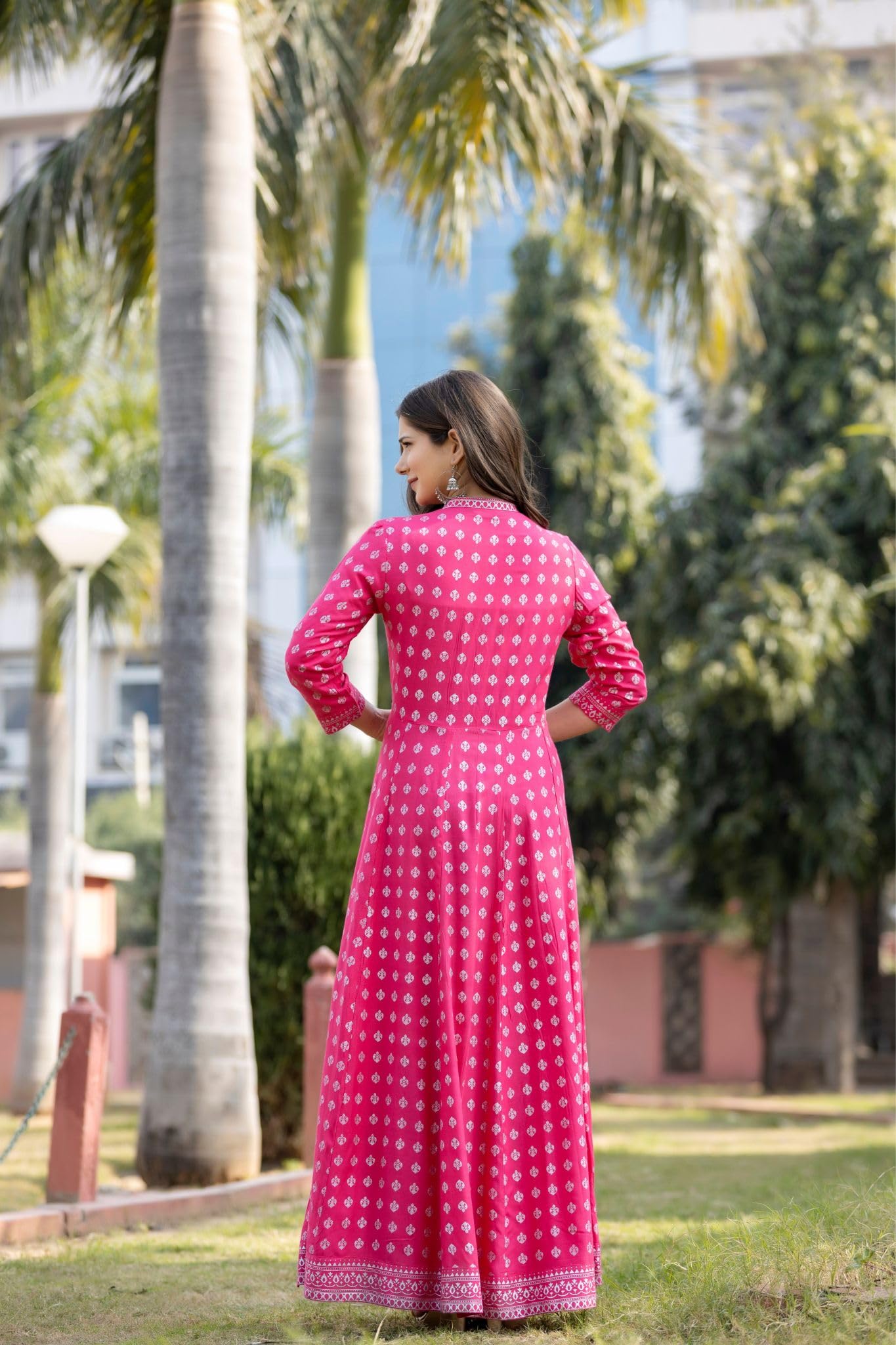 rytras Womens Rayon Printed Anarkali Kurta(RYT256,XL) Pink
