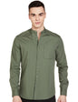 The Indian Garage Co Green Regular Fit Mandarin Collar Solid Long Sleeves Shirt