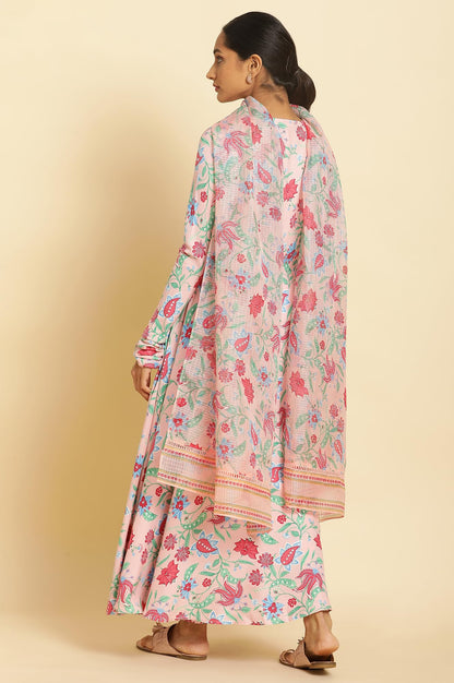 W for Woman Women's Rayon Floral Kurta, Straight Pant & Dupatta