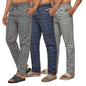 XYXX Mens Super Combed Cotton Checkered Checkmate Pyjamas [Pack of 3] Elasticated Waist, Drawstring | Loungewear for Men in Blu