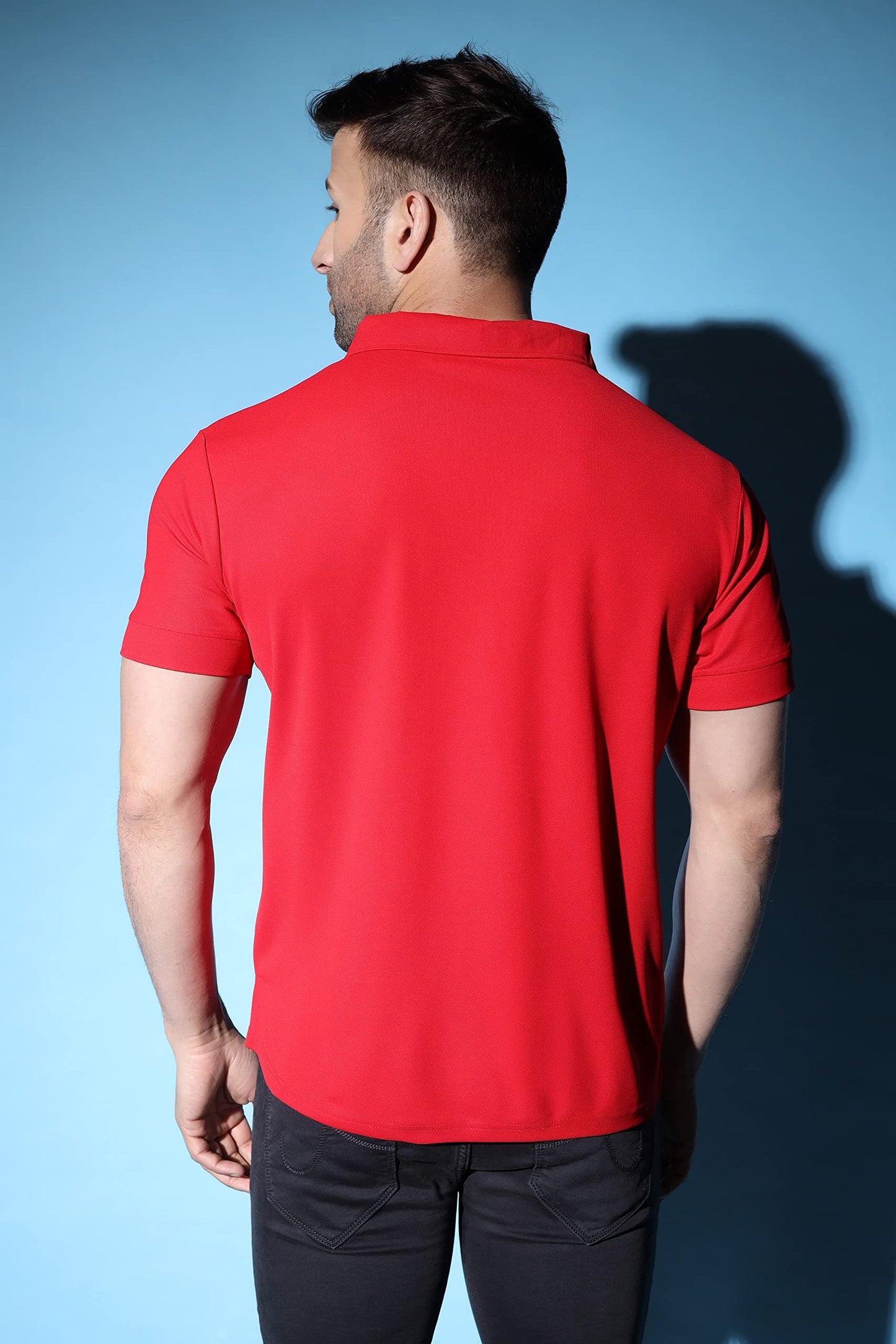 Leriya Fashion MenS T-Shirt | Cotton & Polyester Solid Varsity Inspired Regular Fit T-Shirt For Boys | Polo-Neck With Zip | Per