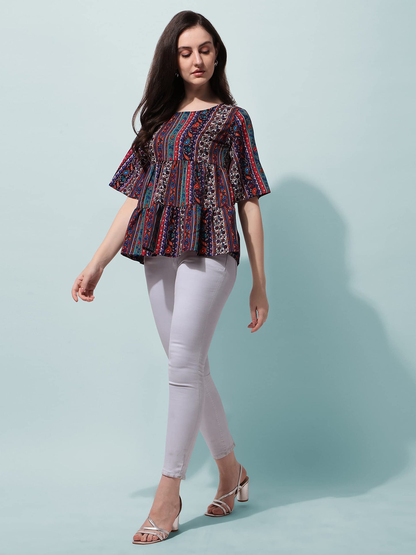 OOMPH! Peplum Tops for Women, Multi - mt375