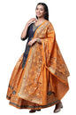 Aurelia Blue Festive Short Kurta, Orange Crinkle Skirt and Dupatta