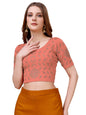 Vihu Fashion Womens Readymade Hosiery Lycra Stretchable Round Neck Half Sleeve Blouse with swaroski Work Fancy Lycra Stretchabl