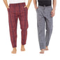 XYXX Mens Super Combed Cotton Checkered Checkmate Pyjamas [Pack of 2] Elasticated Waist, Drawstring | Loungewear for Men in Red