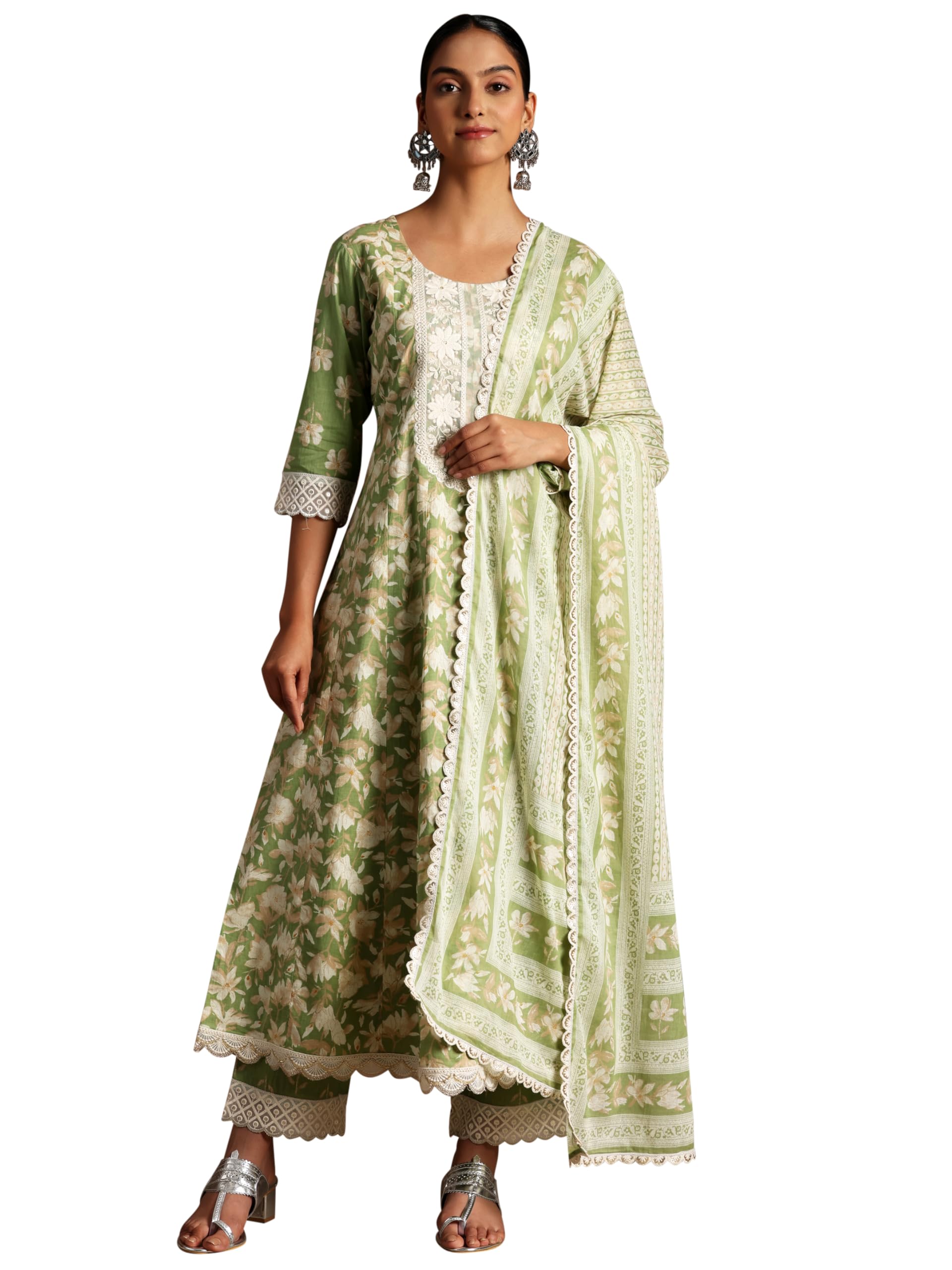 Libas WomenS Cotton Kurta Set (35823_Green