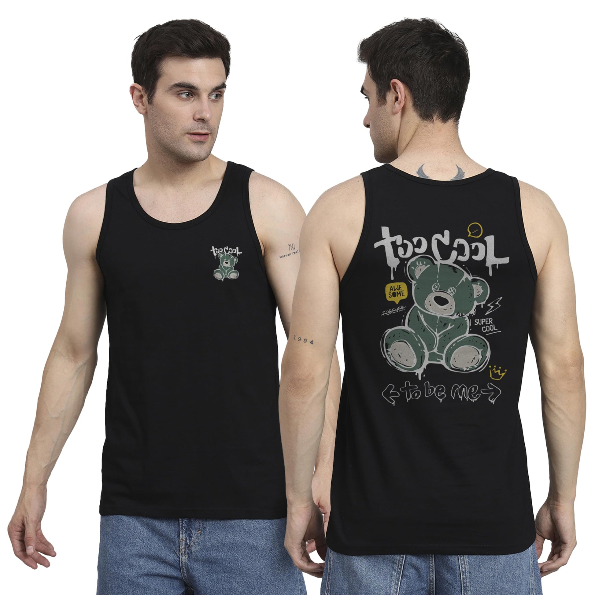 Peppyzone Mens Regular Fit Vest (TT-Teddy16FB20FB_Black2