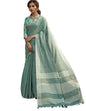 Pujia Mills Woman Soft Linen Saree With Zari Woven Design Cotton Saree Zari Border Saree Indian Ethnic Wear Saree Cotton Saree C