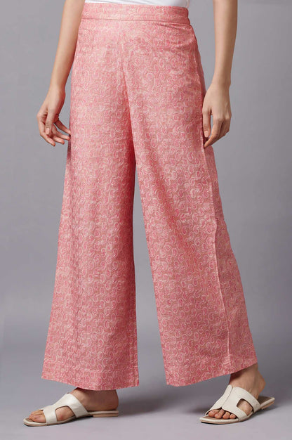 Aurelia Peach Paisley Printed Palazzo Ethnic Bottomwear