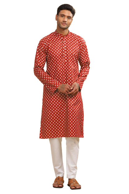 Be Active MenS Cotton Regular Kurta (C-399-3_Red