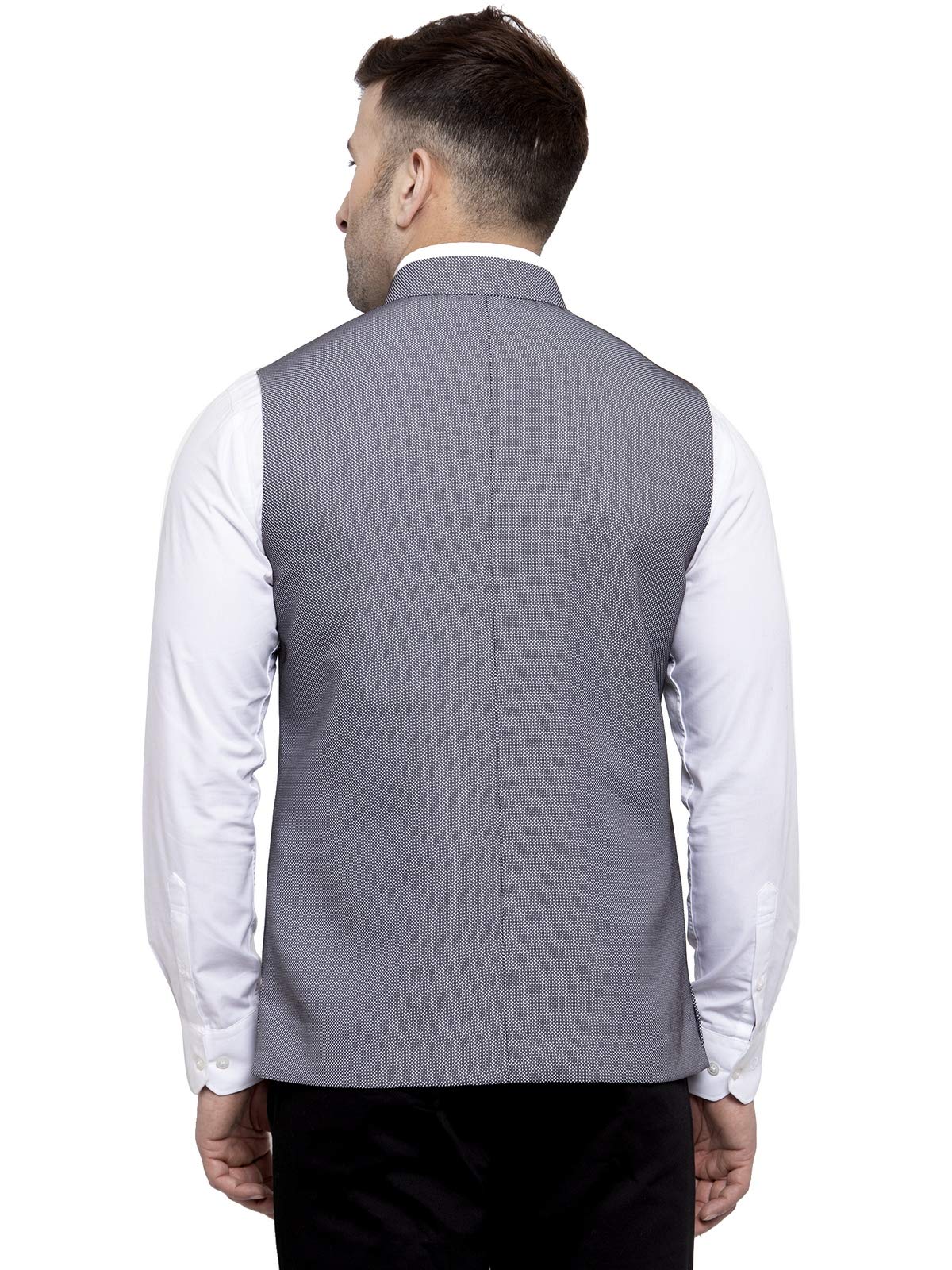 WINTAGE Mens Poly Cotton Festive and Casual Nehru Jacket Vest Waistcoat : Grey, X-Small
