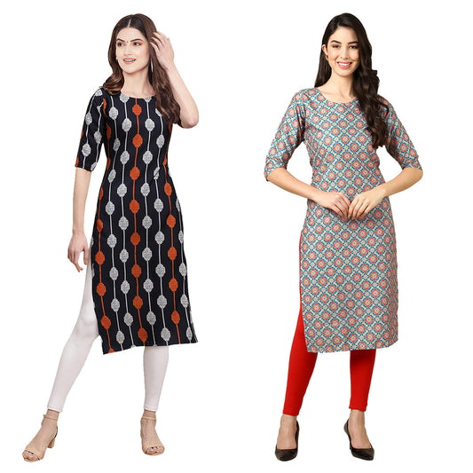 Pinkmint Women's Crepe Digital Print Straight Kurta (W-330-368)