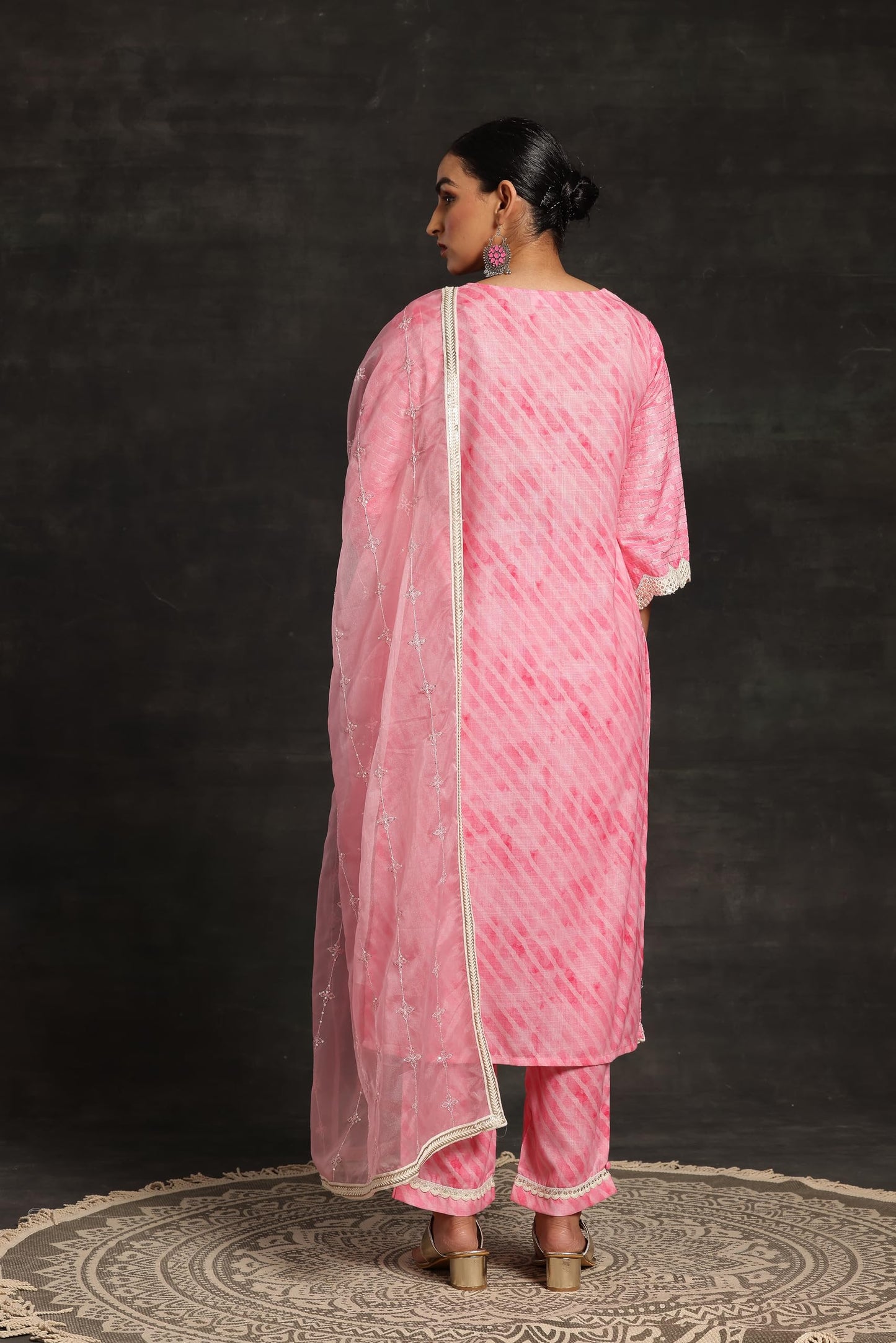 Libas Womens Printed Cotton Blend Straight Kurta With Trousers And Dupatta