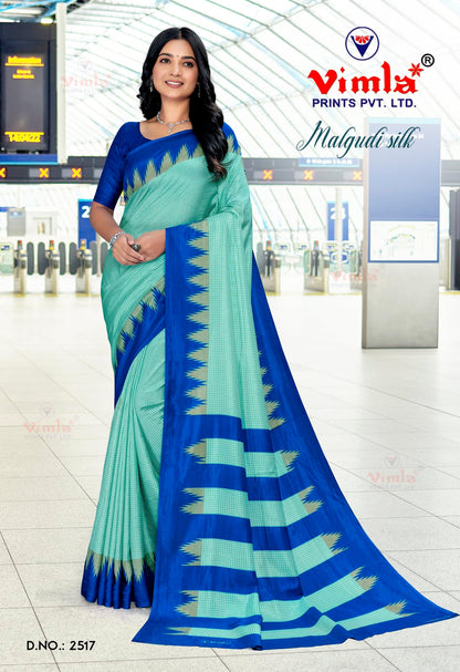 Vimla WomenS Mysore Crepe Silk Uniform Saree With Printed 6 Yard Length And Unstitched Blouse Piece Office Wear Saree