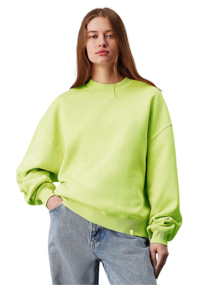 Kotty WomenS Fleece Sweatshirt Solid Pattern With Classic Round Neck(Green,Xl)