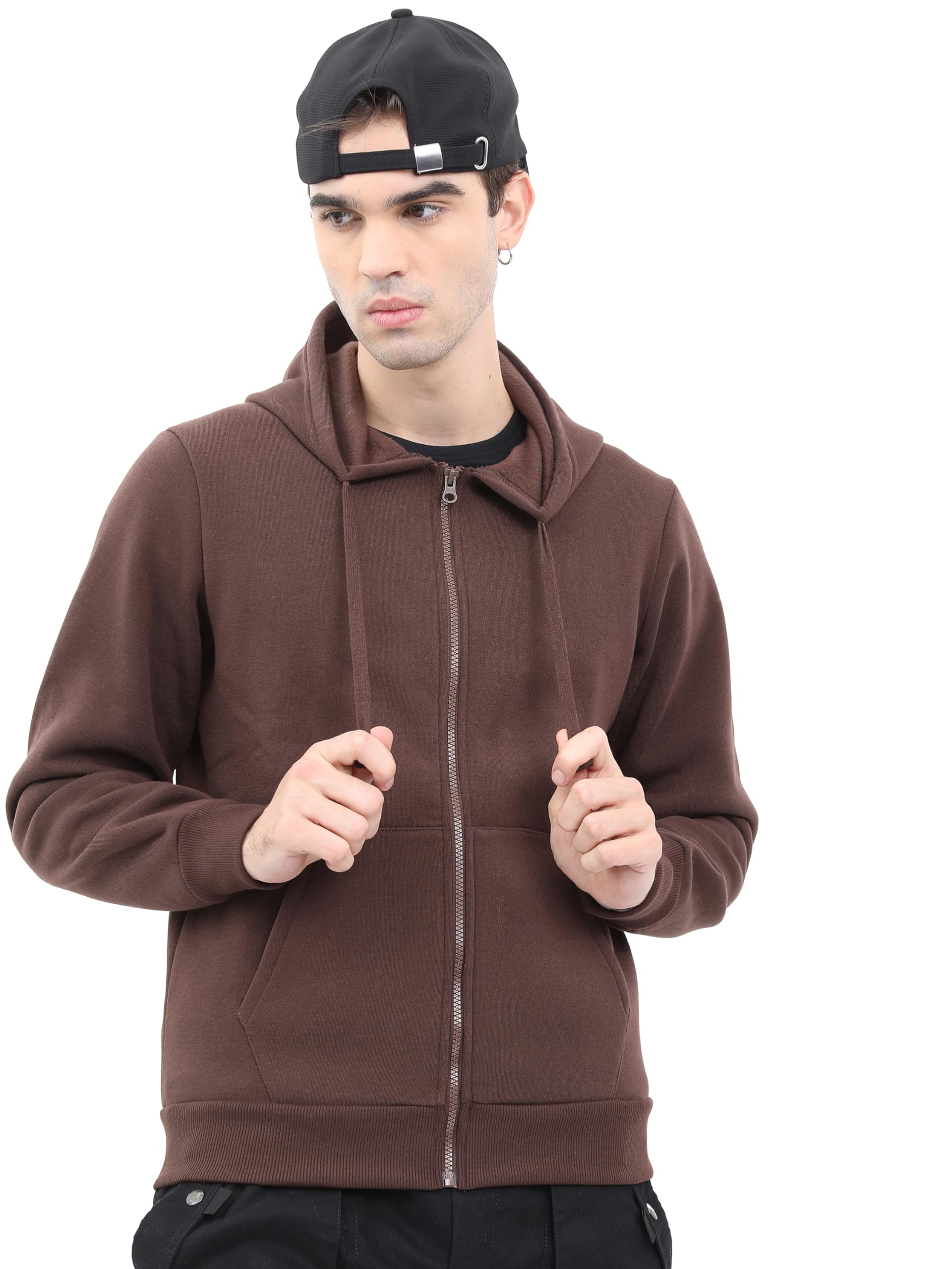 Ketch MenS Cotton Blend Hooded Neck Regular Fit Sweatshirt (Khss000098_Brown_Medium)