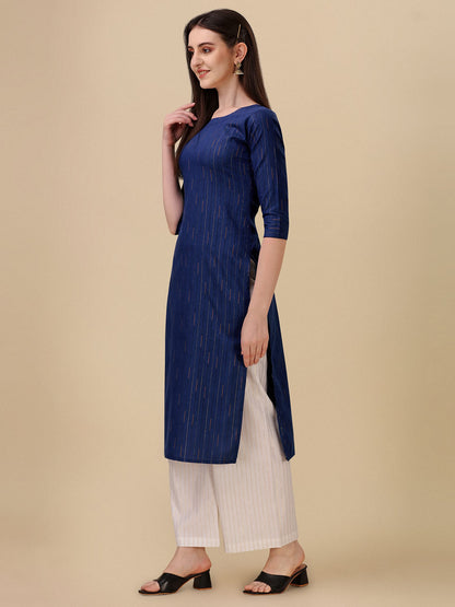 Wedani Women's Cotton Round Neck Casual wear Straight Kurta (KRT503)