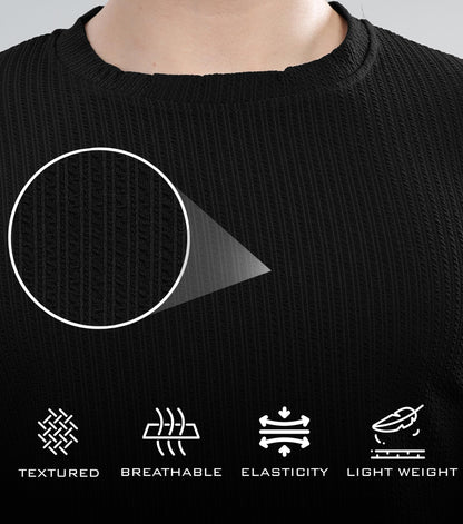 SHODOX Mens Polycotton Solid Round Neck Regular Fit Tshirt (Pack of 1) Black