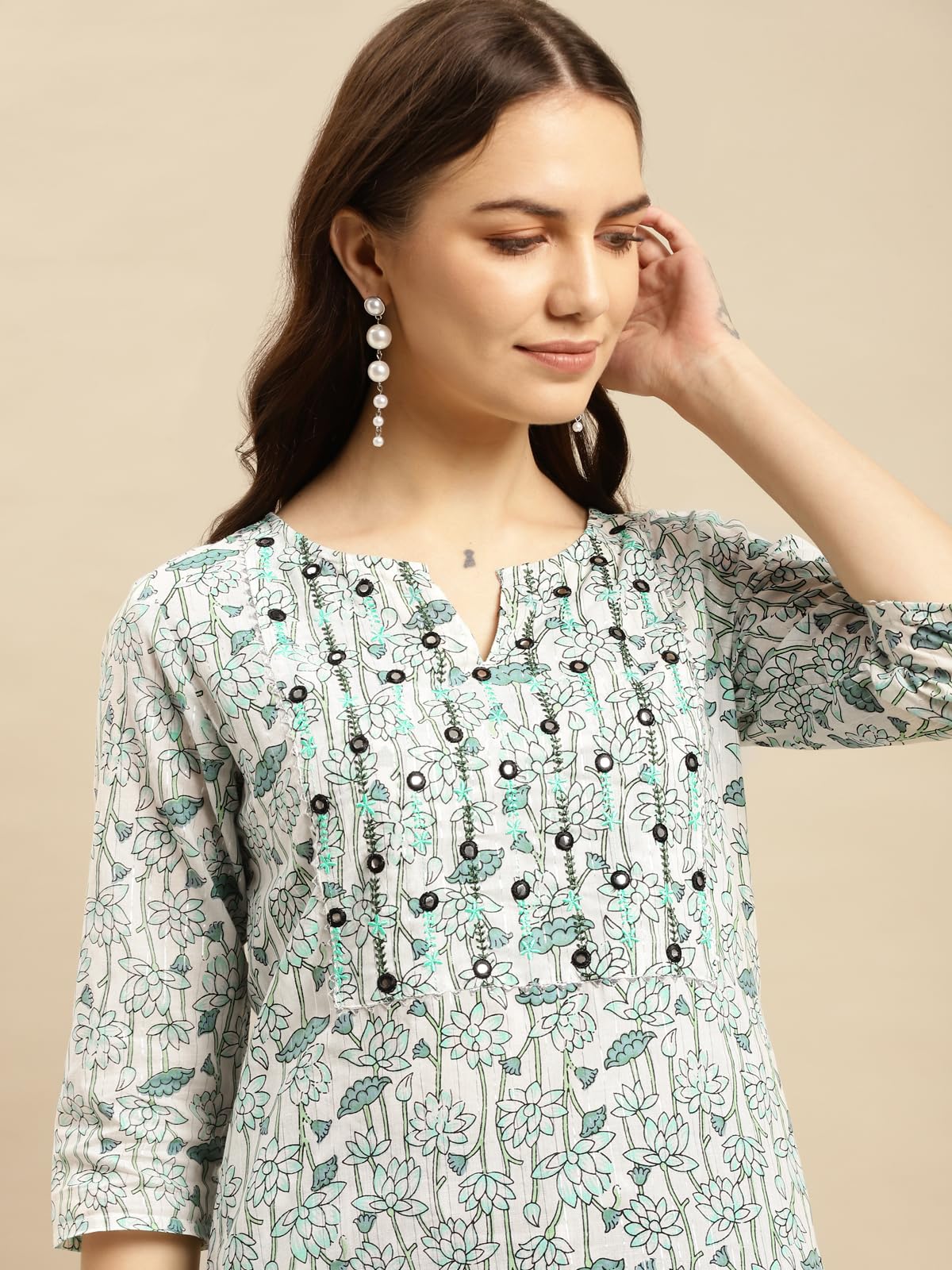 Rangita Green Cotton Printed Straight Kurta With Pant | Kurta Set For Women_2Xl