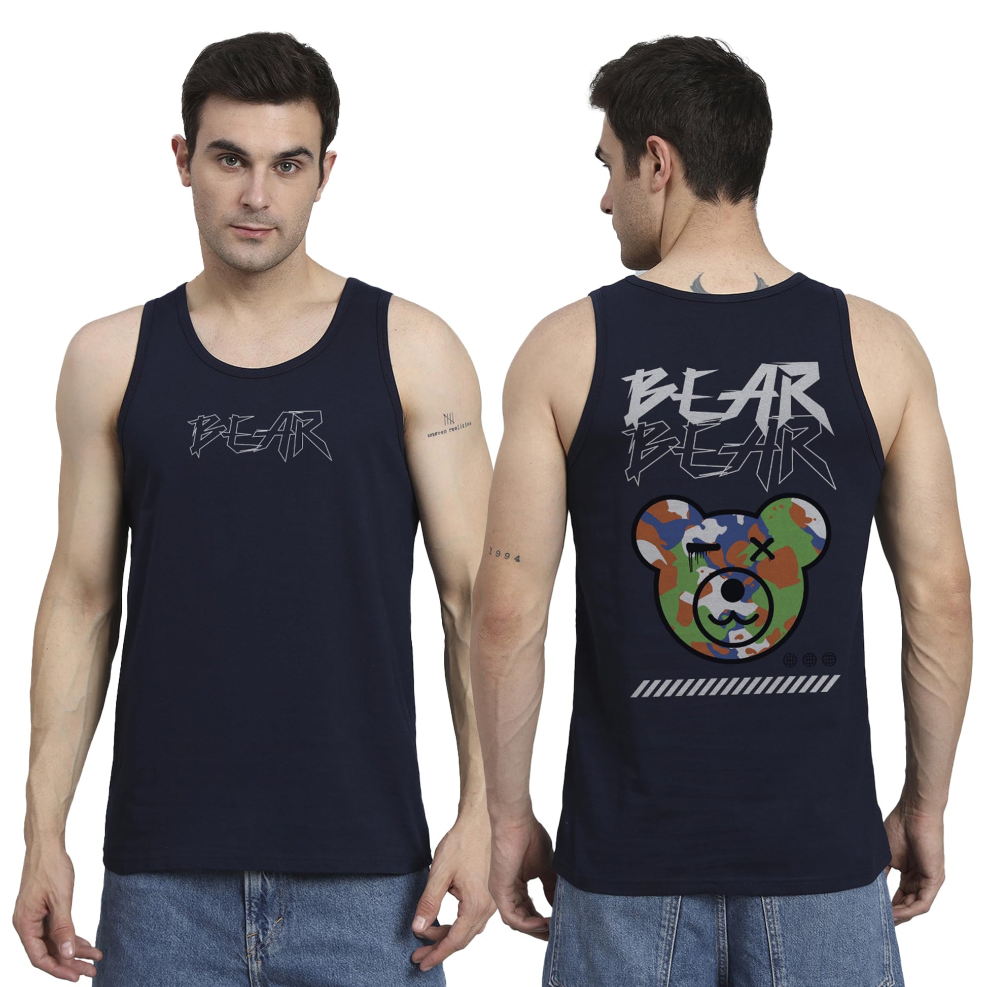 Peppyzone Mens S to 5XL Stylish Cotton Printed Vests for Men | Round Neck, Slim Fit, Sleeveless T-Shirt Vest for Men | Casual I