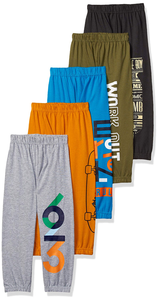 T2F Boys Regular Fit Printed Cotton Track Pant (Pack of 5)