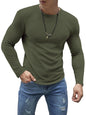 Noble Monk MenS Relax Fit Cottonblend Full Sleeve Solid T-Shirt For Men |Round Neck Full Sleeve T Shirts For Men Military Green