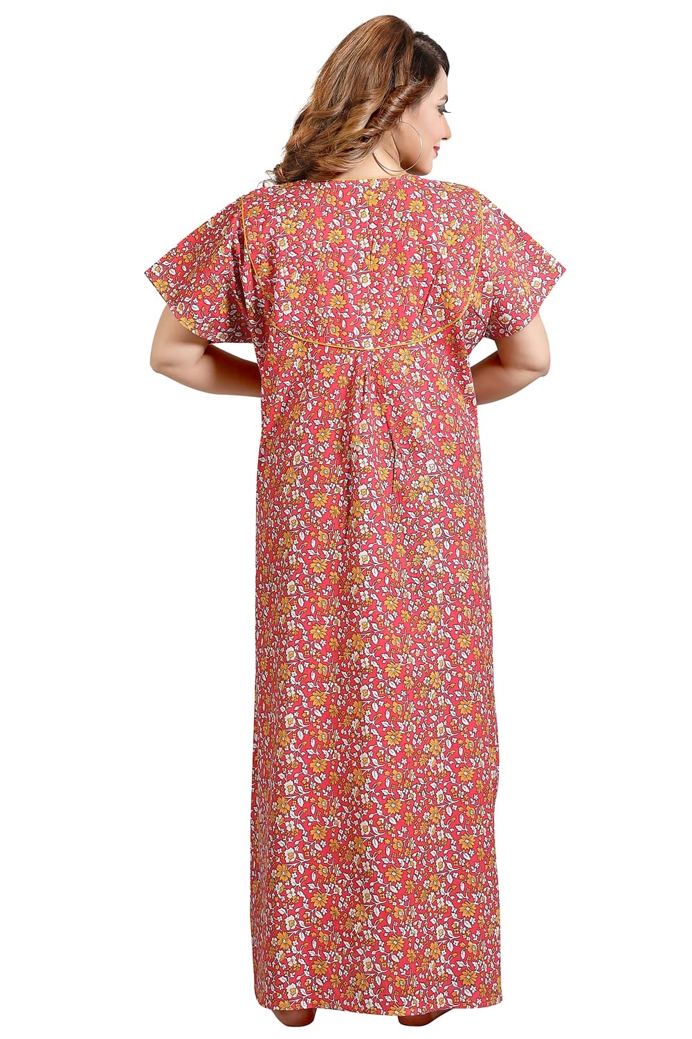 Fabme WomenS Cotton Printed Nightwear Nighty - Dark Pink