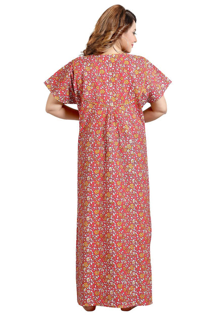 Fabme WomenS Cotton Printed Nightwear Nighty - Dark Pink