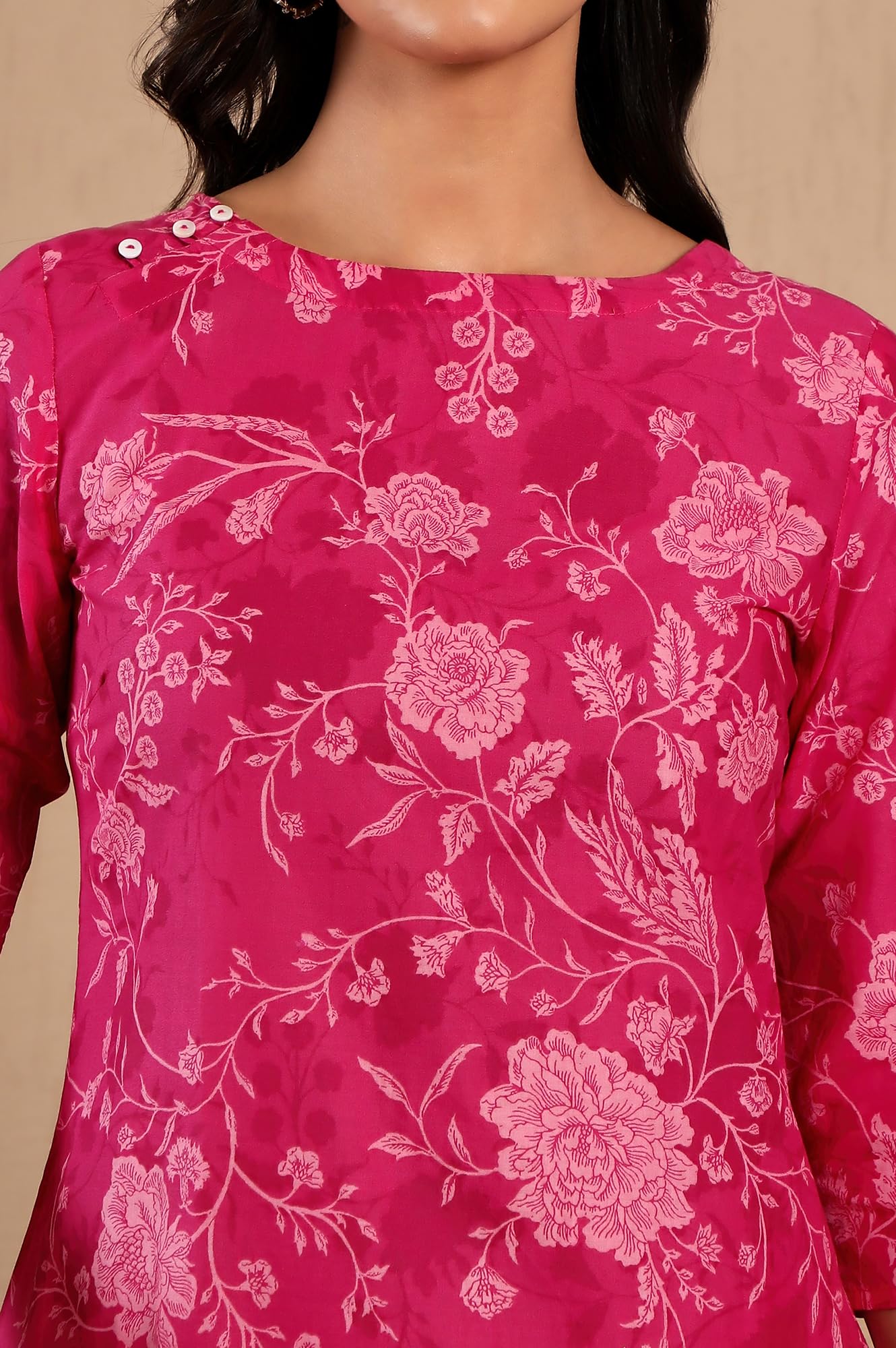 W For Woman Floral Printed Straight Pure Cotton Kurta Co-Rd Set | Lightweight Round Neck Kurta For Women Cotton |Printed Kurta S