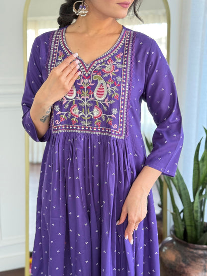 Nermosa Women Silk Embroidery Kurta and Pant Set with Dupatta