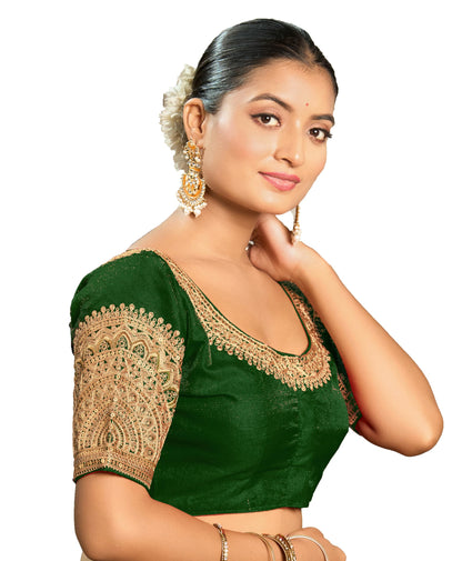 Vihu Fashion WomenS Readymade Blouse Embroidery Multi Coding Dull Golden Sequence Work Indian Ethnic Designer Stitched Readymad