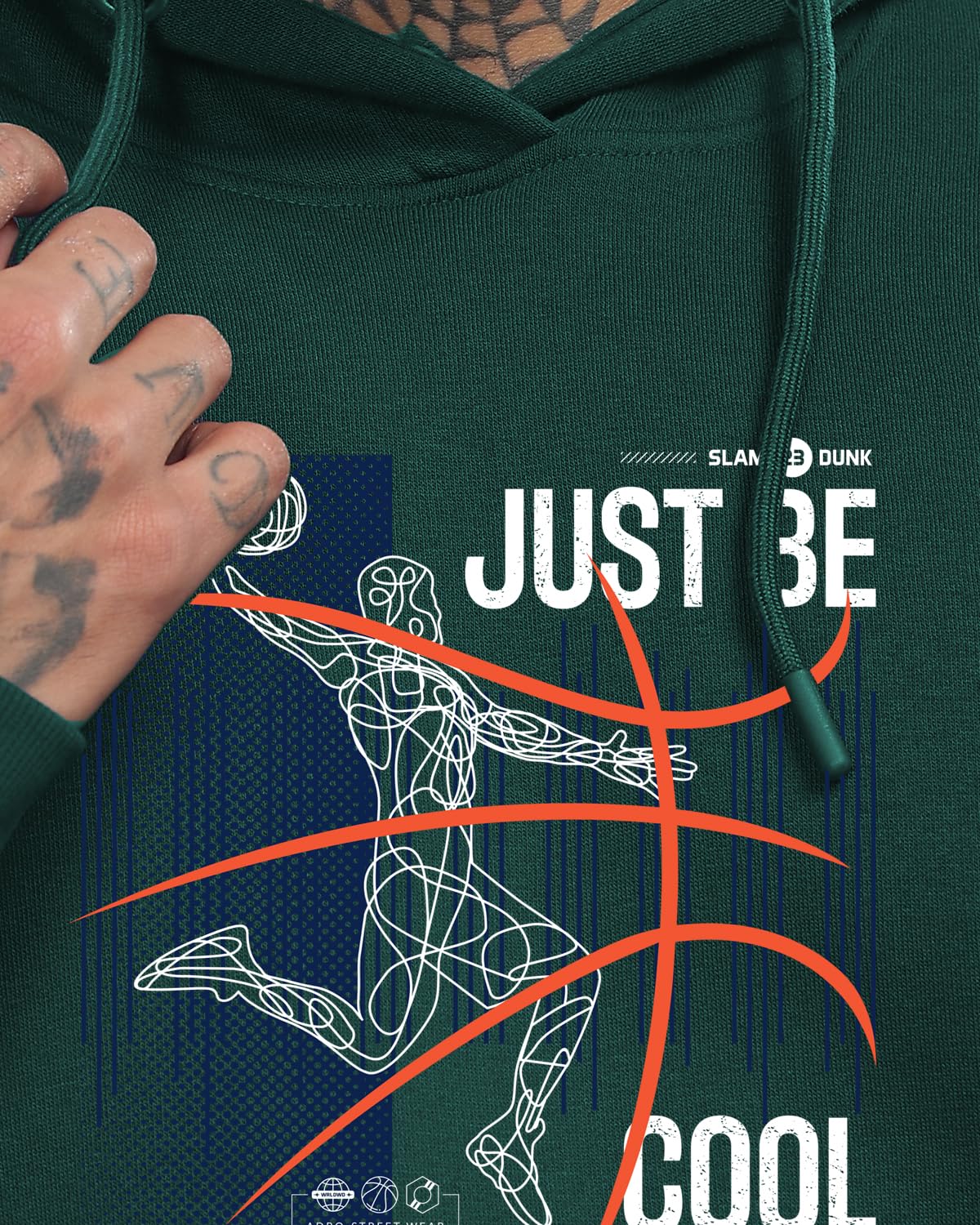 ADRO Basketball Design Hoodie for Men, 320 GSM Soft Cotton Hoodies, Long Lasting Printed Hoodie | Mens Hoodies | Sweatshirt for